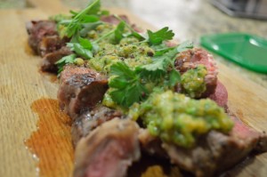 Steak with Mint and Apricot Salsa