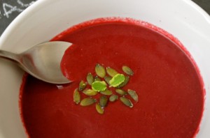 WARMING BEETROOT, COCONUT AND GARLIC SOUP