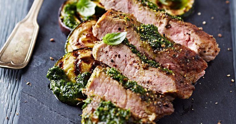 Pork with Courgettes & Salsa Verde