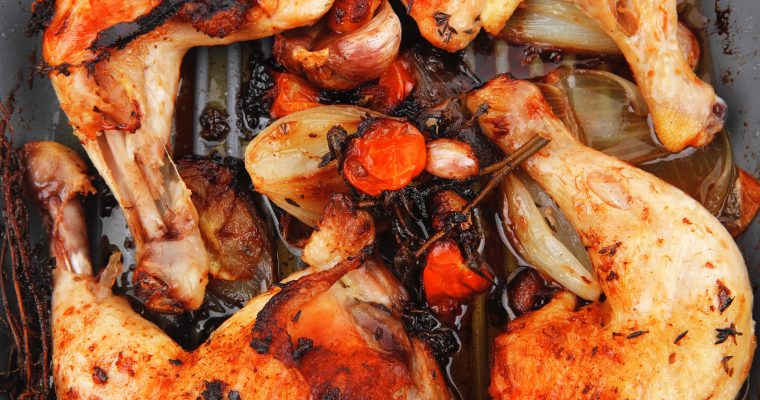 Chicken Legs or Thighs Baked with Tomatoes & Herbs